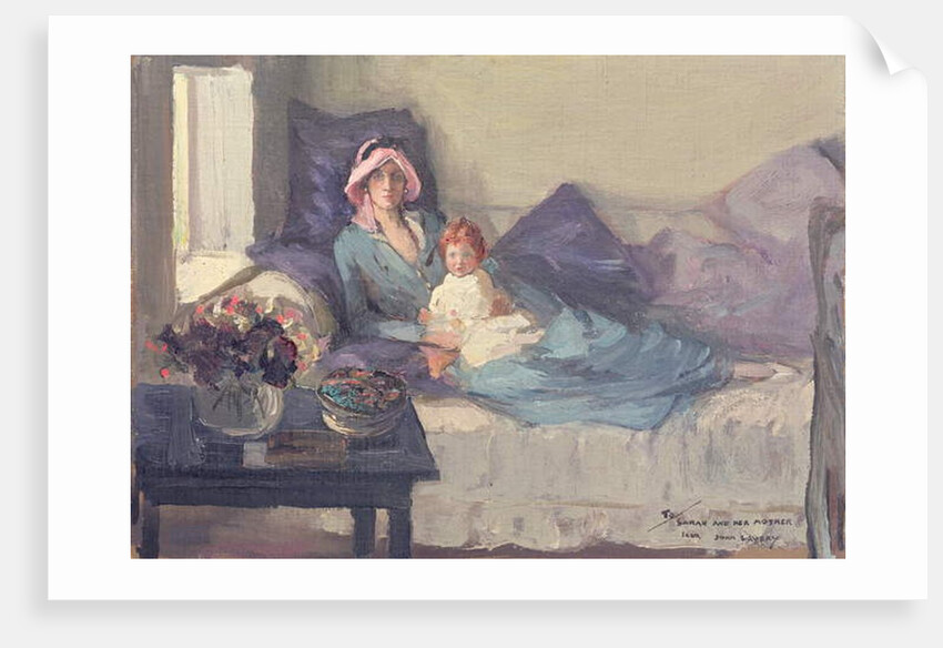 Mrs Winston Churchill with her daughter, Sarah, after 1914 by John Lavery