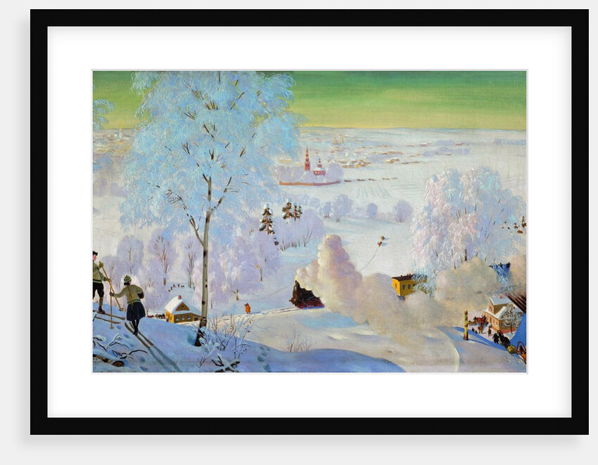 Skiers, 1919 by Boris Mikhailovich Kustodiev