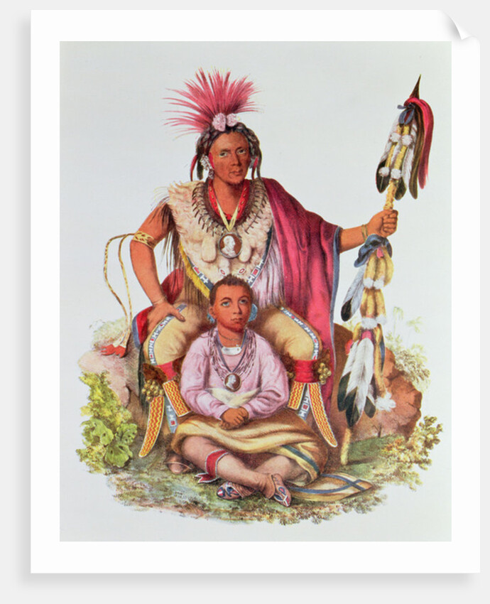 Keokuk or 'Watchful Fox', Chief of the Sauks and Foxes, and his Son, Musewont or 'Long-haired Fox', c.1837 by Charles Bird King