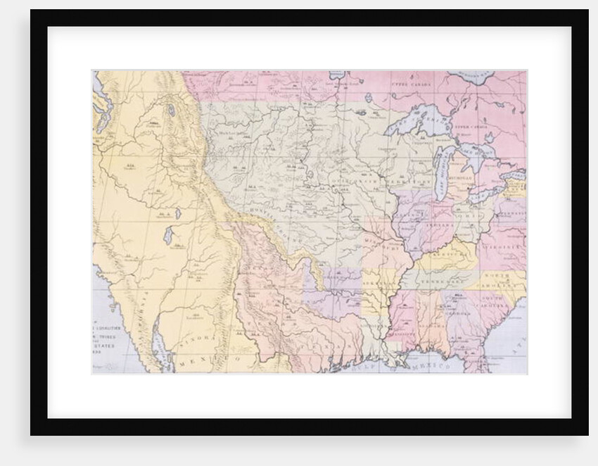 Map showing the localities of the Indian tribes of the US in 1833 by George Catlin