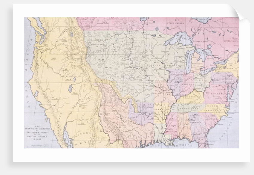 Map showing the localities of the Indian tribes of the US in 1833 by George Catlin
