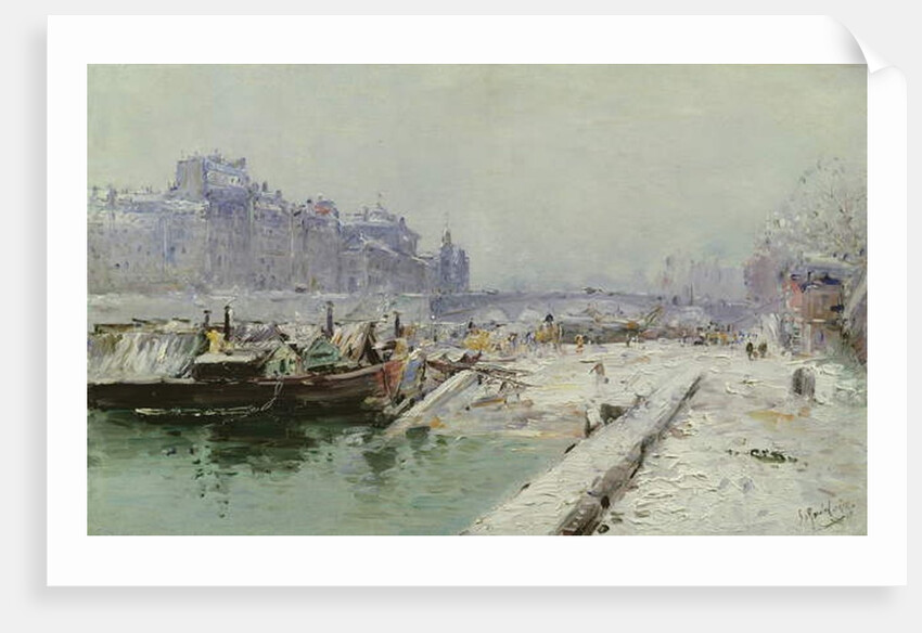Ile de la Cite Under Snow by Gustave Madelein