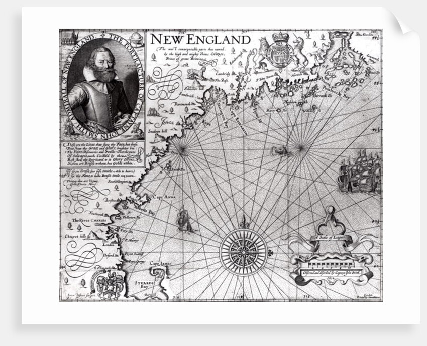 Map of the Coast of New England, Observed and Described by Captain John Smith 1614 by Simon de Passe
