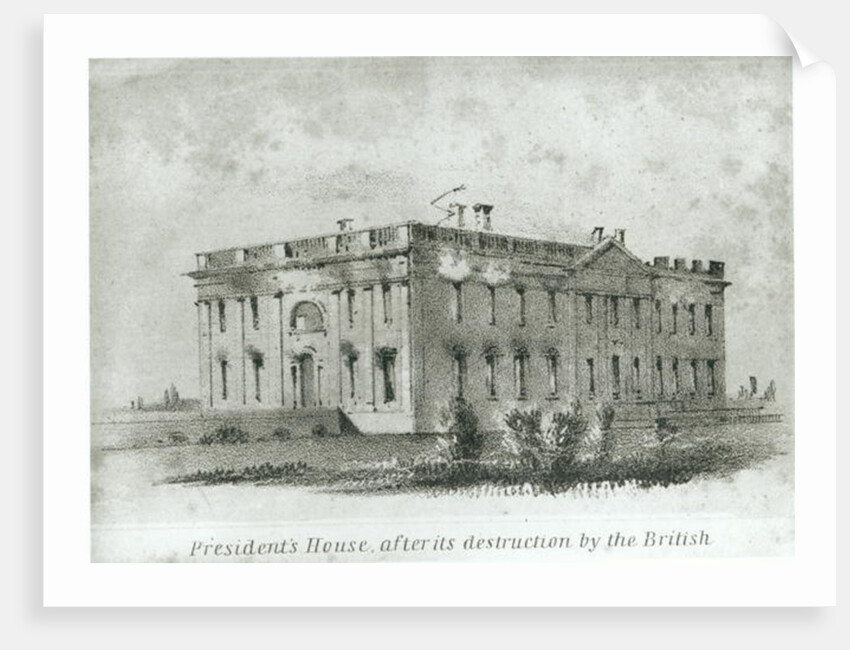 The President's House After its Destruction by the British, from Watterson's 'New Guide to Washington' by American School