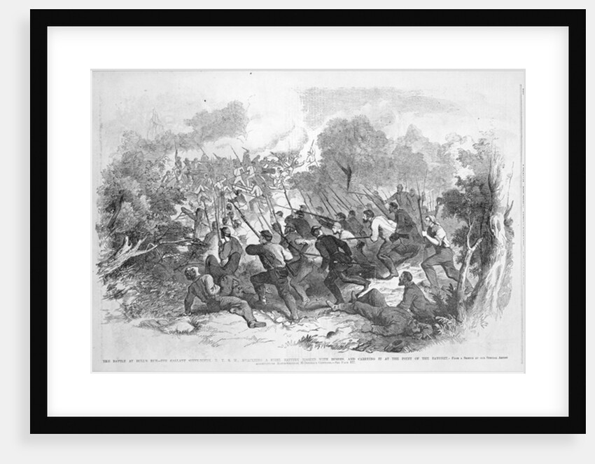 The Battle at Bull Run: The Gallant Sixty-Ninth N.Y.S.M. Assaulting a Rebel Battery Masked with Bushes and Carrying it at the Point of the Bayonet by American School