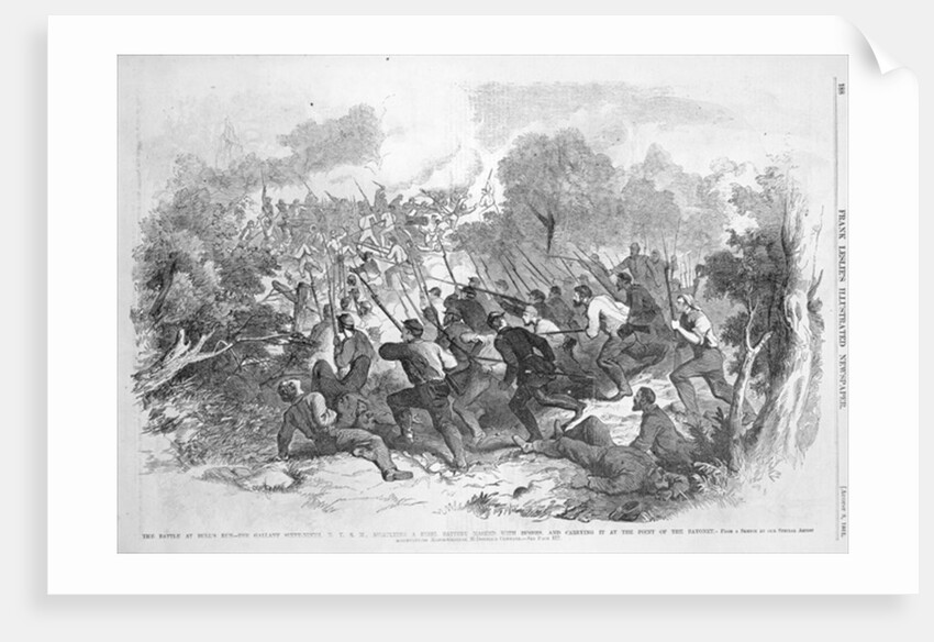 The Battle at Bull Run: The Gallant Sixty-Ninth N.Y.S.M. Assaulting a Rebel Battery Masked with Bushes and Carrying it at the Point of the Bayonet by American School