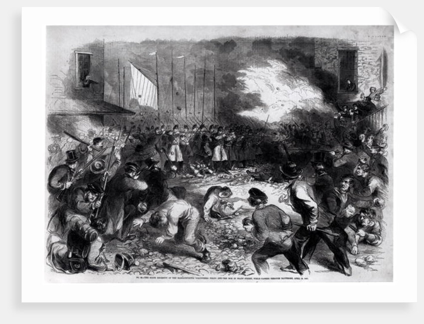The Sixth Regiment of the Massachusetts Volunteers Firing into the Mob on Pratt Street, While Passing through Baltimore en Route for Washington, April 19th 1861 by American School