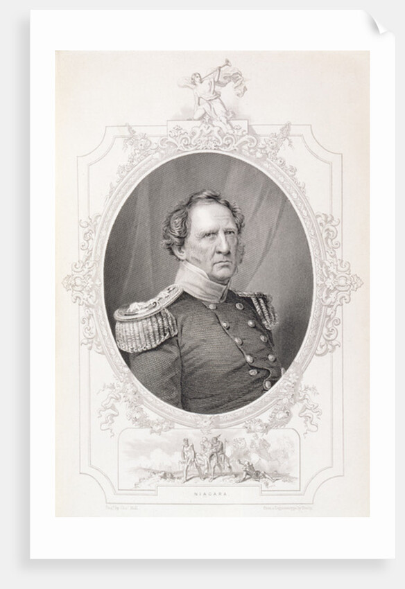Winfield Scott from 'The History of the United States', Vol. II, by Charles Mackay, engraved by Charles Holl from a daguerrotype by Mathew (after) Brady