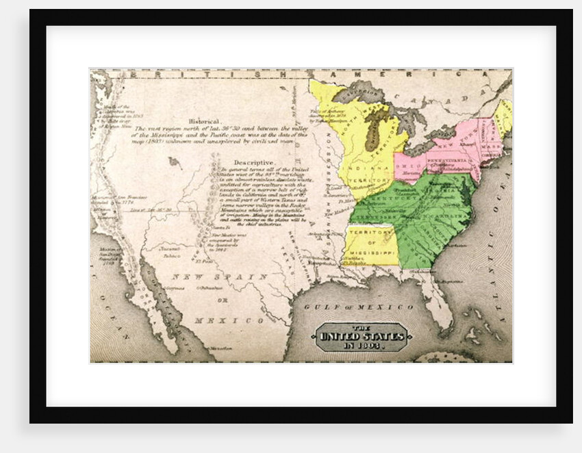 Map of the United States in 1803 by American School