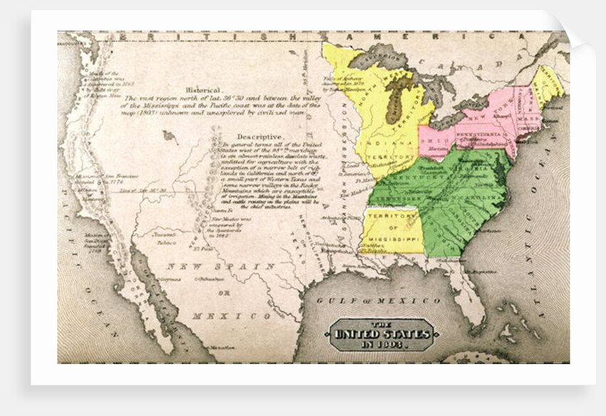 Map of the United States in 1803 by American School