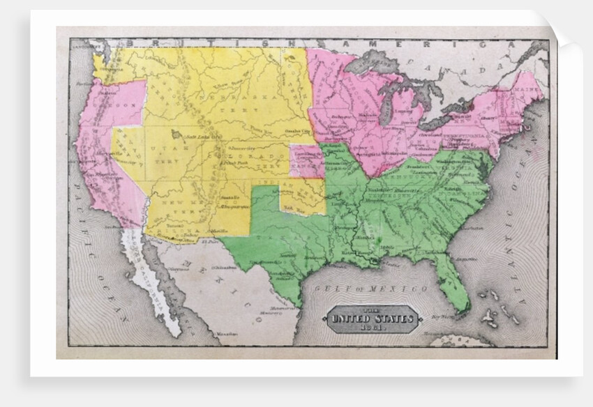 Map of the United States in 1861 by American School