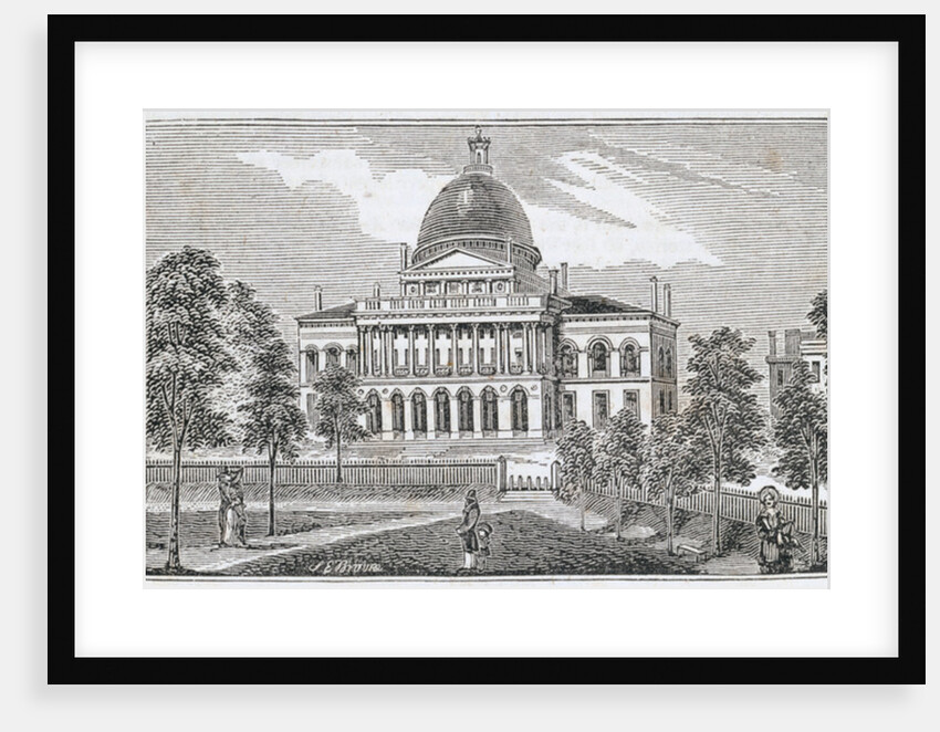 Southern view of the State House in Boston on Beacon Street by American School
