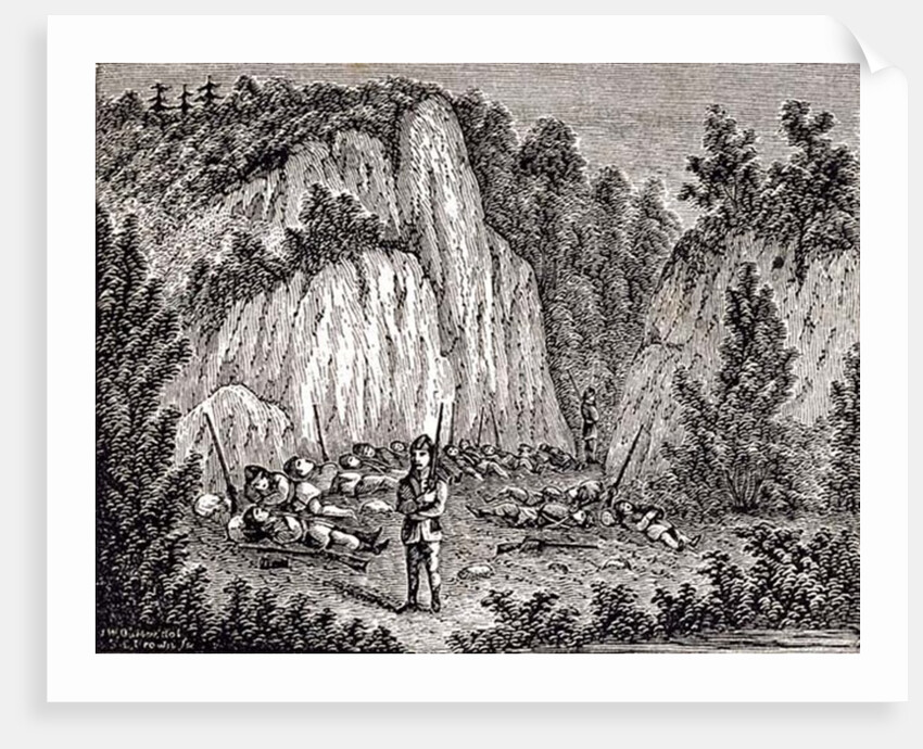 Connecticut Soldiers Reposing on Porter's Rock before Attacking the Pequot Fort by John Warner Barber