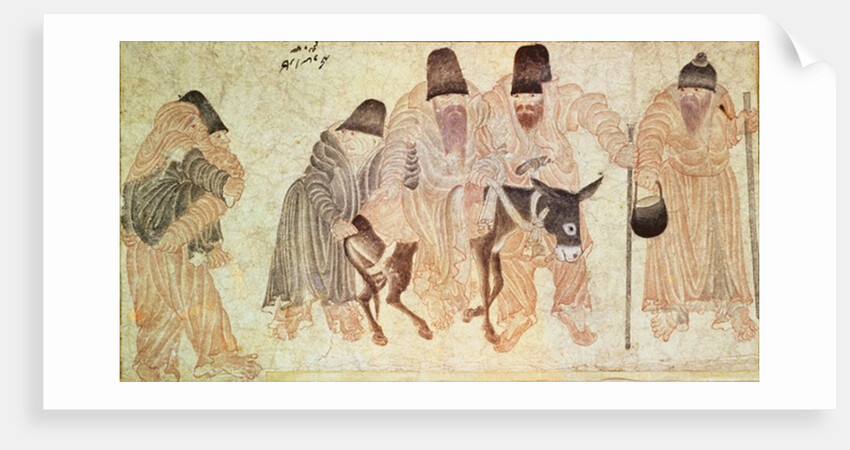 Mongolian Nomads with a Donkey by Artist Unknown