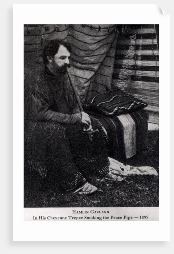 Hamlin Garland in his Cheyenne Teepee Smoking a Peace Pipe by Anonymous