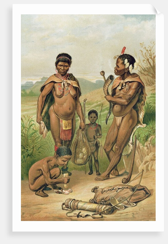 A Bosjesman Family, frontispiece from 'The History of Mankind', Vol.1, by Prof. Friedrich Ratzel, 1896 by Mutzel Mutzel
