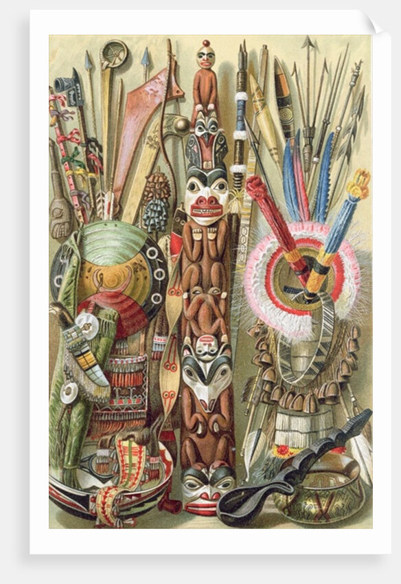 Weapons, utensils and ornaments of American Indians by English School