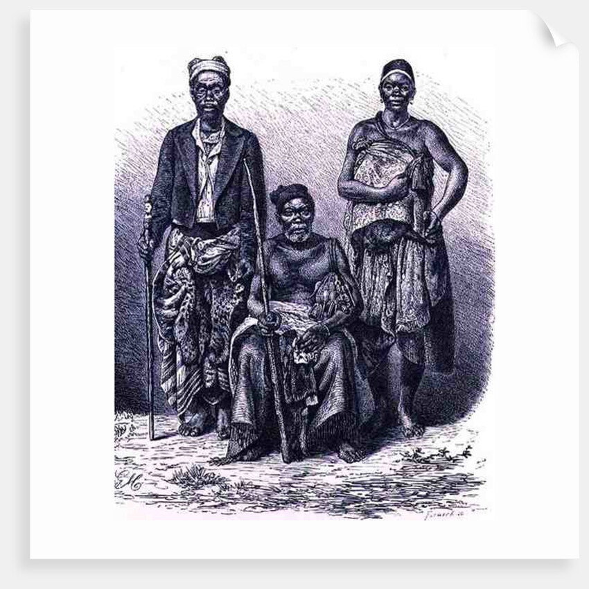 Village chief of the Loango Coast, with wife and dignitary by English School