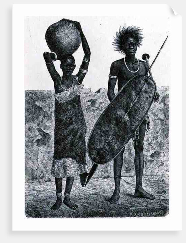 Shillook warrior and girl by Richard Buchta (after)