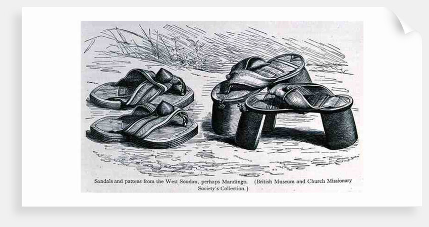 Sandals and pattens from the West Soudan, possibly Mandingo by English School