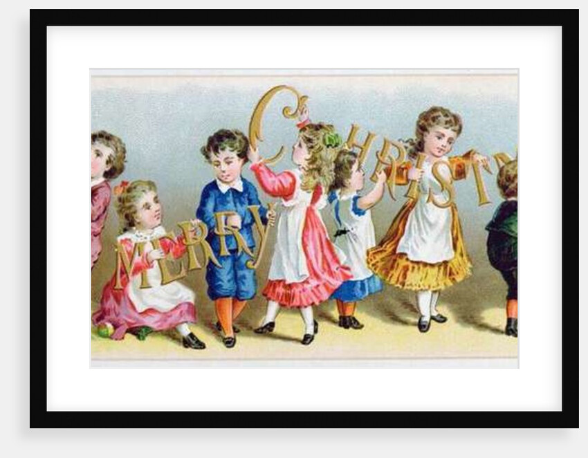 A Merry Christmas, Victorian postcard by English School