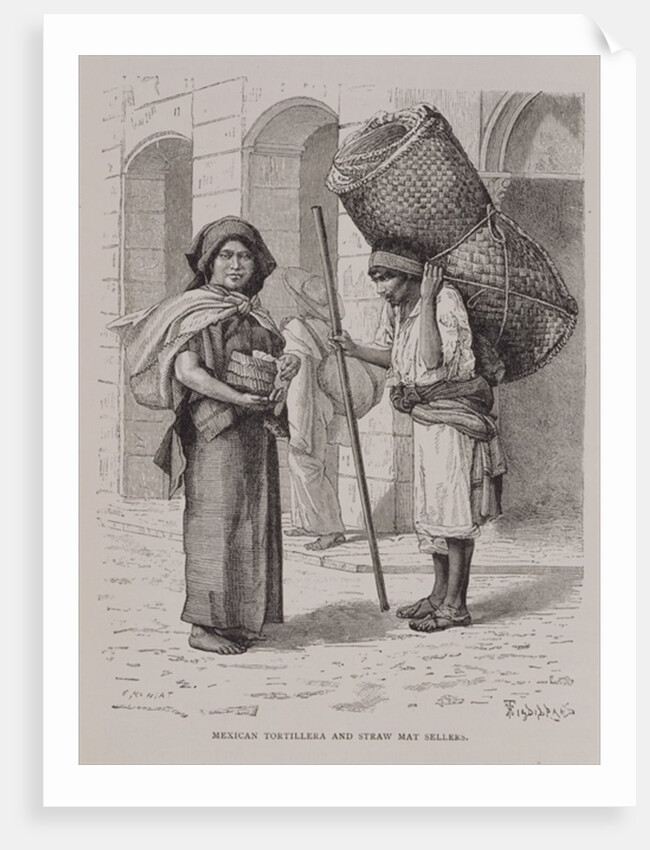 Mexican Tortillera and Straw Mat Seller by Etienne Ronjat