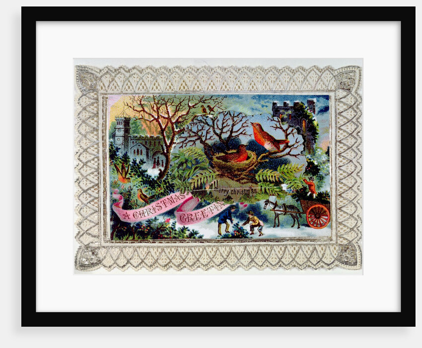 A Christmas Greeting, Victorian postcard by English School