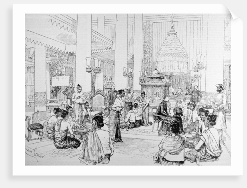 The Viceroy of India in Burmah: Burmese Ladies Taking Tea with Lady Dufferin in the Palace at Mandalay by Melton Prior
