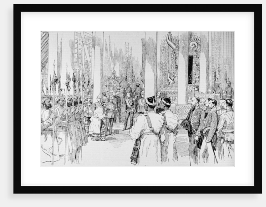 Lord Dufferin Holding Levee in the Grand Throne Room of the Palace at Mandalay by Melton Prior