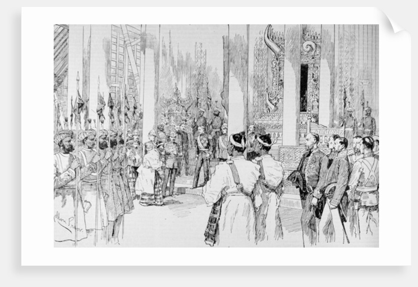 Lord Dufferin Holding Levee in the Grand Throne Room of the Palace at Mandalay by Melton Prior