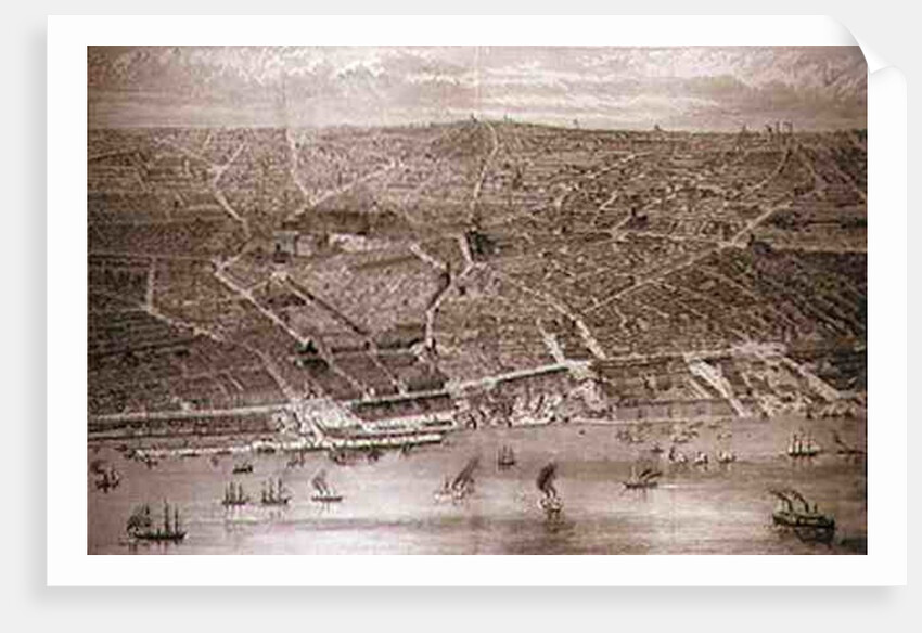 Bird's-Eye View of Liverpool from the Mersey with all the New Buildings by English School