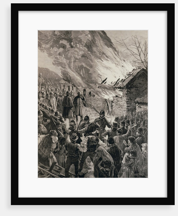 The Rent War in Ireland: Burning the Houses of Evicted Tenants at Glenbeigh, County Derry by Amedee Forestier