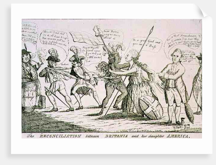 The Reconciliation Between Britannia and her Daughter America, pub. by W. Richardson, 11th May 1782 by Thomas Colley