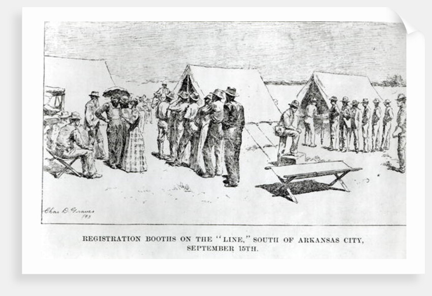 Registration Booths on the 'Line', South of Arkansas City, September 15th 1893 by Charles D. Graves