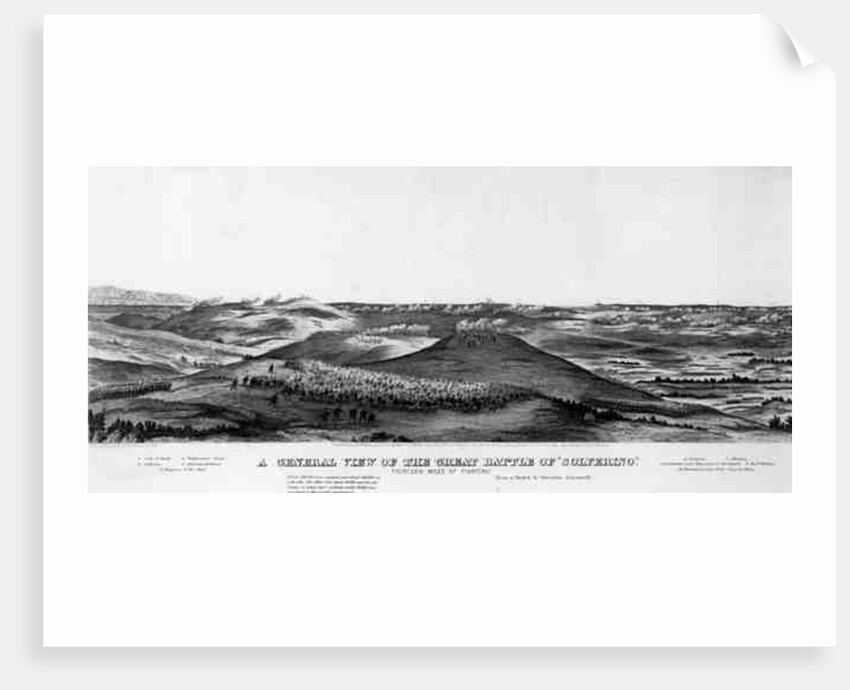 A General View of the Great Battle of Solferino, 24th June 1859, from a sketch by Chevalier Giacomelli, pub. by Lang & Laing, c.1859 by American School