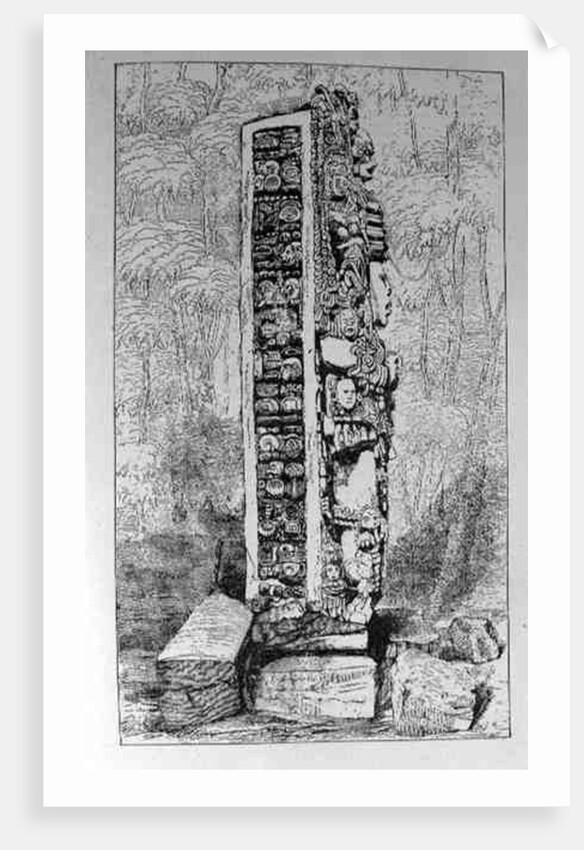 Representation of Mayan Hieroglyphics on a Stele by English School