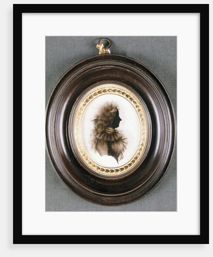 Silhouette of a lady, painted on convex glass, by Mrs Isabella Beetham, late 18th century by English School
