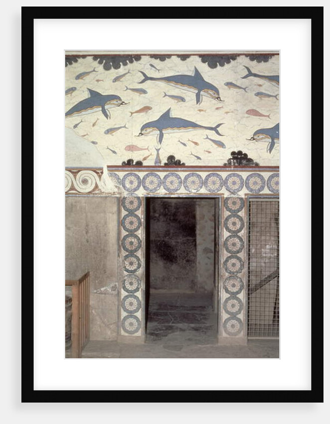 The Dolphin Frescoes in the Queen's Bathroom, Palace of Minos, Knossos, Crete, 1600-1400 BC by Minoan Minoan