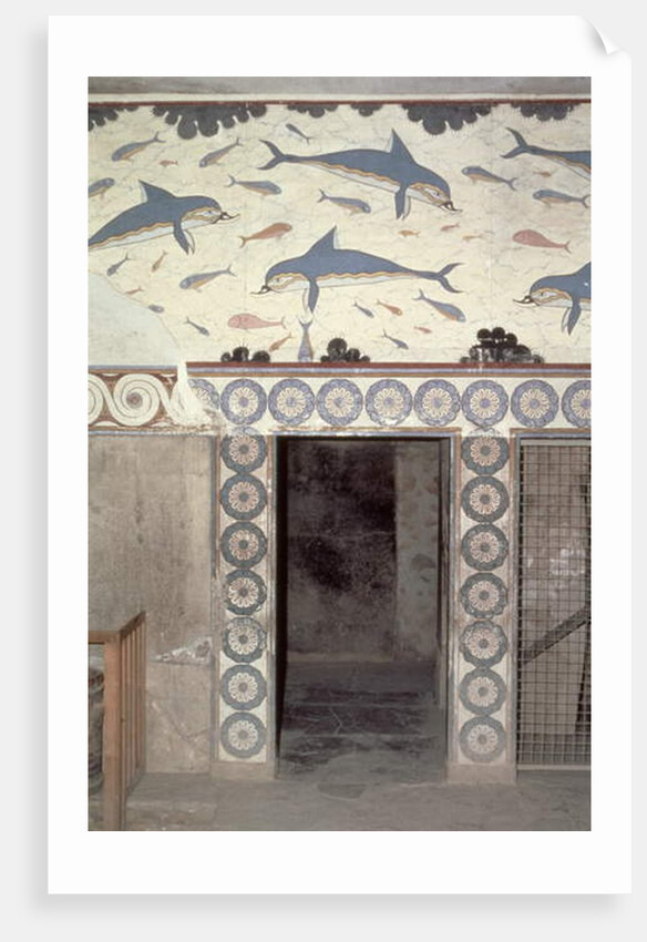 The Dolphin Frescoes in the Queen's Bathroom, Palace of Minos, Knossos, Crete, 1600-1400 BC by Minoan Minoan
