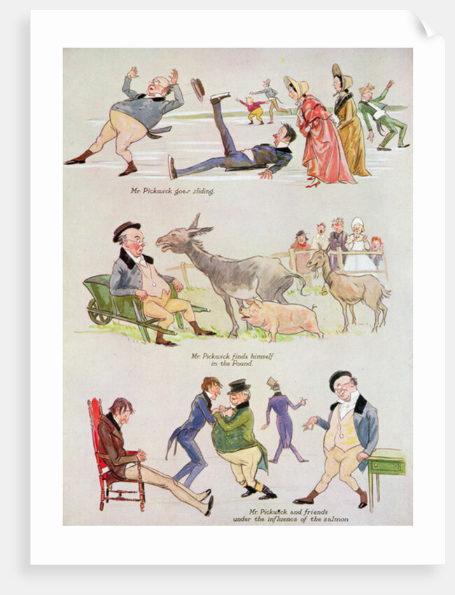 Cartoons of Mr. Pickwick from 'Holly Leaves', Christmas Number of the Illustrated Sporting and Dramatic News, 1934 by Henry Harris