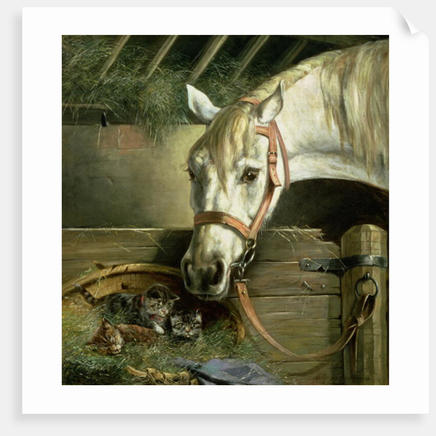 Horse and kittens, 1890 by Moritz Muller