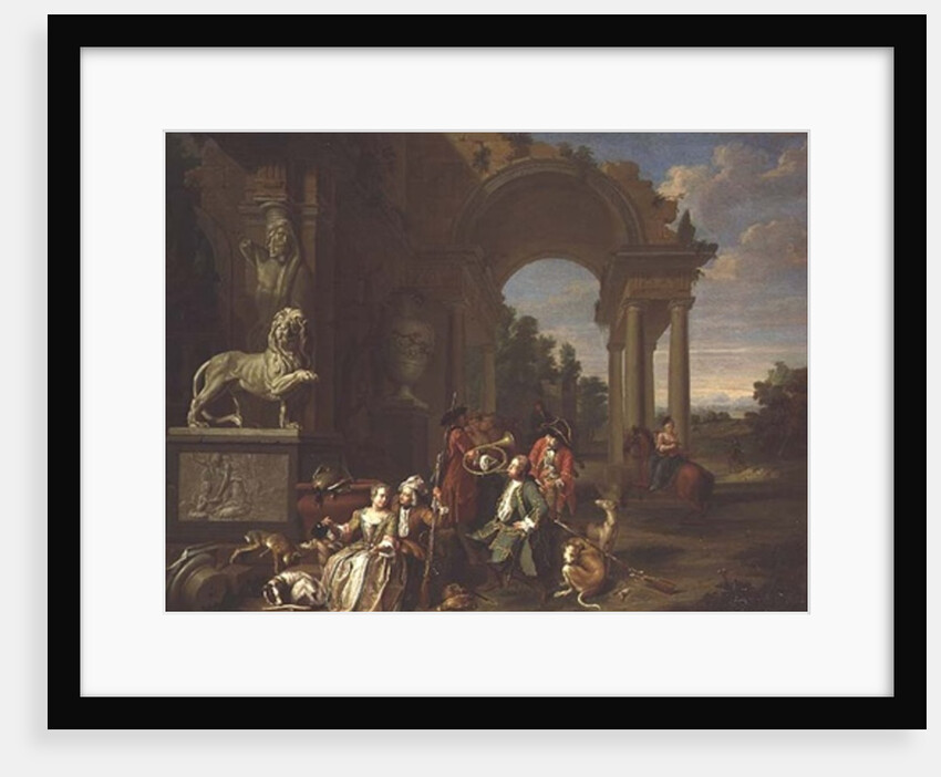 A Hunting party in classical ruins by Peter Jacob Horemans