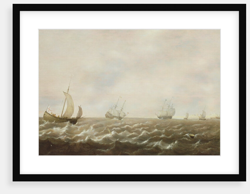 Dutch men-o'-war and other ships off the coast, 17th century by Pieter de Zeelander