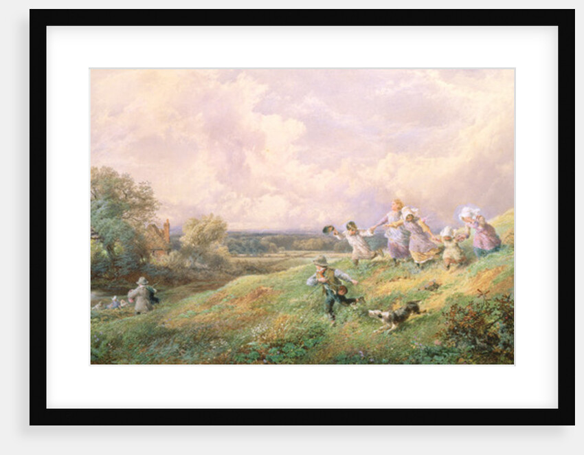 Children Running Down a Hill by Myles Birket Foster