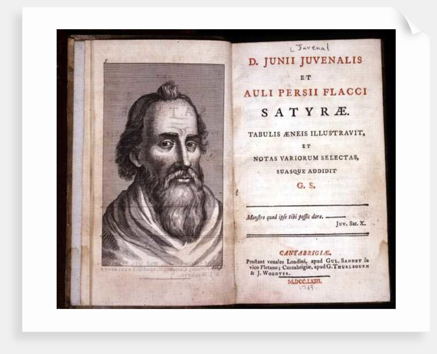 Portrait of Juvenal from 'The Satires of Juvenal and Aulius Flaccus', 1763 by English School