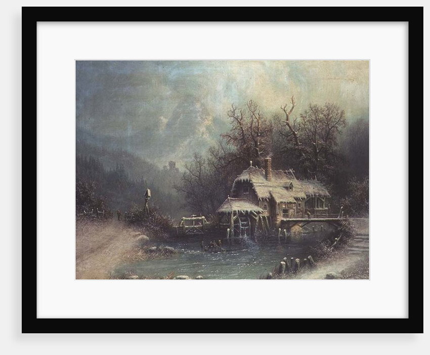 Figures by a watermill by A. Bredou