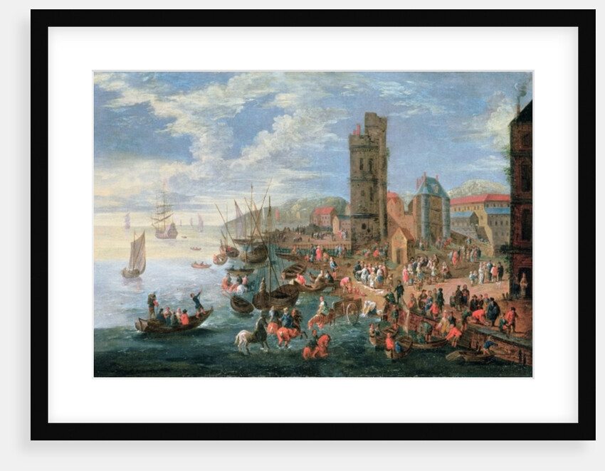 A Harbour Scene by A.F. & Bouts P. (1658-1702) Boudewyns