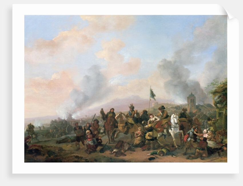 The Sacking of a Village by Philips Wouwermans or Wouwerman