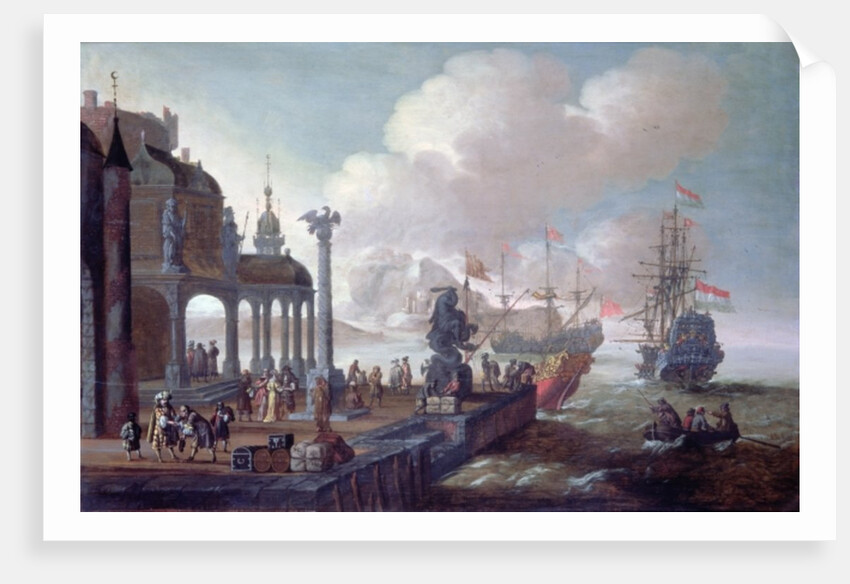 Mediterranean Harbour Scene by Johannes Lingelbach