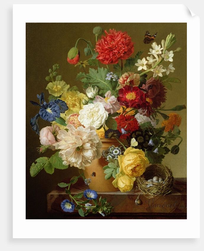 Flower Still Life on a marble ledge, 1800-01 by Jan Frans van Dael